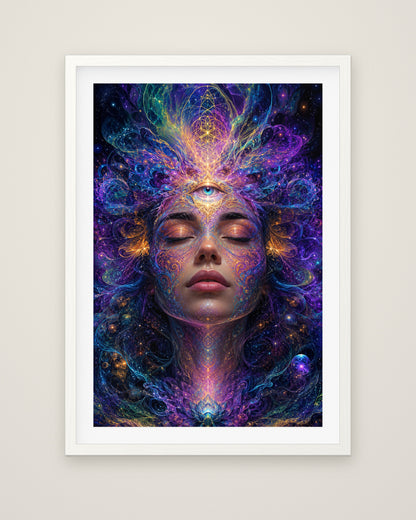 The Inner Cosmos by Aurelia Voss, Museum Edition framed fine art print in a white box frame with a snow white mount