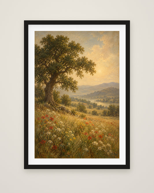 The Long Meadow by Rowan Ellery, Museum Edition framed fine art print in a black box frame with a snow white mount
