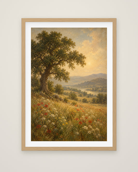 The Long Meadow by Rowan Ellery, Museum Edition framed fine art print in a natural box frame with a snow white mount