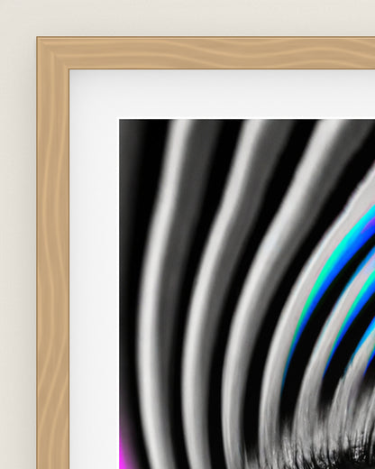 The Perception Vortex Museum Edition, close up of the box frame, bevelled mount and Hahnemühle Photo Rag paper