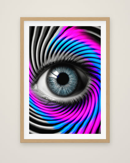The Perception Vortex by Nova Vale, Museum Edition framed fine art print in a natural box frame with a snow white mount