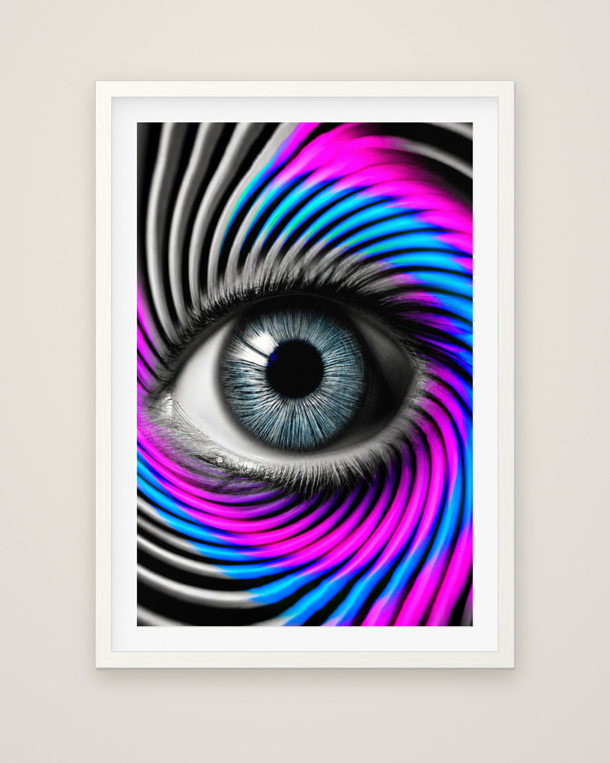 The Perception Vortex by Nova Vale, Museum Edition framed fine art print in a white box frame with a snow white mount