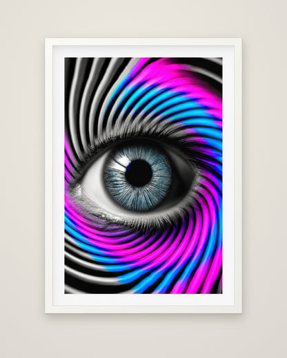 The Perception Vortex by Nova Vale, Museum Edition framed fine art print in a white box frame with a snow white mount