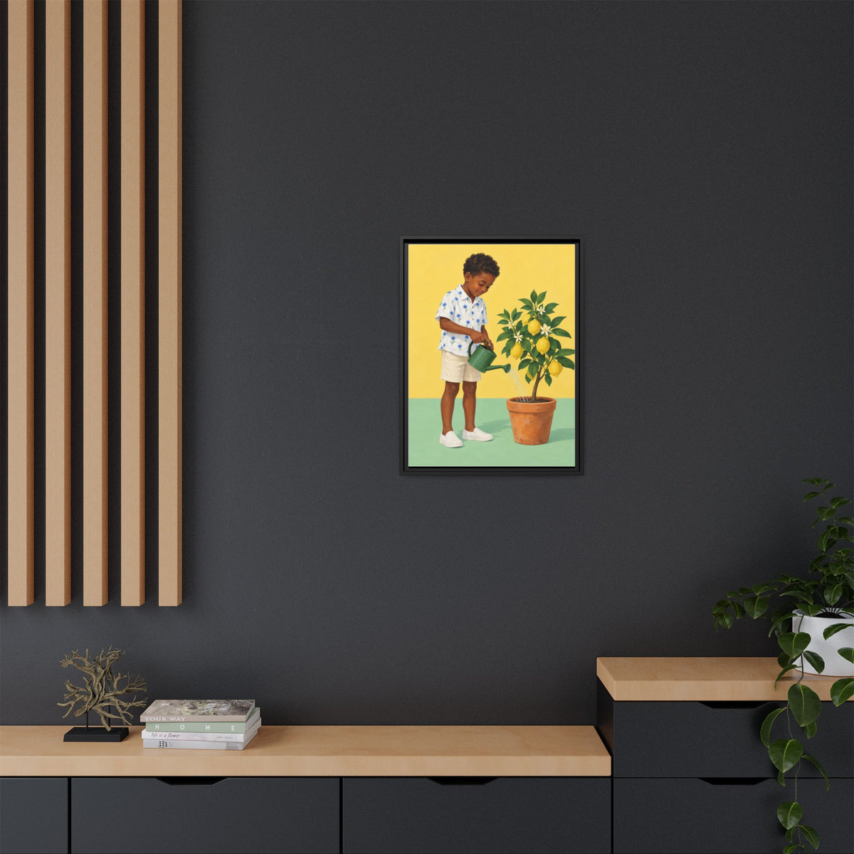 Little Gardener framed canvas styled interior