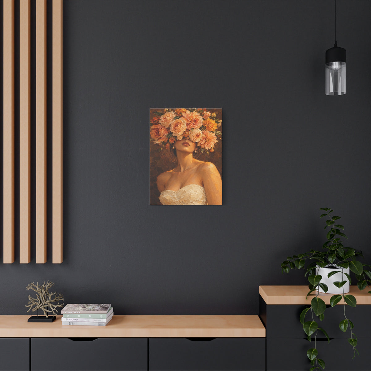 Golden Hour Bloom frameless canvas styled interior