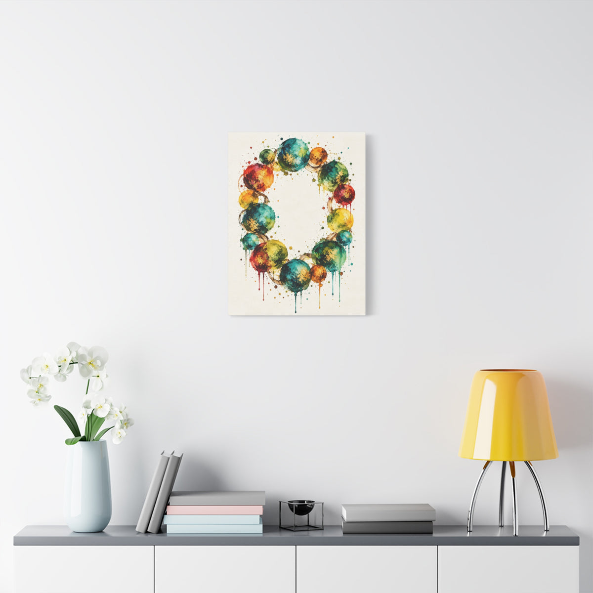 La Ronde frameless canvas in a room