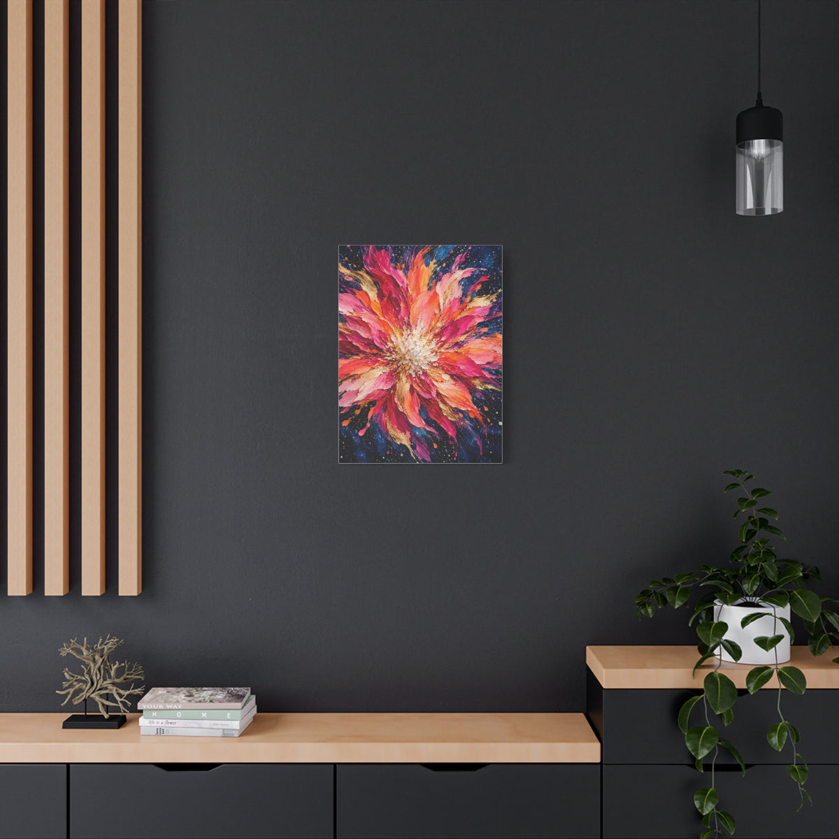Supernova Bloom frameless canvas styled interior