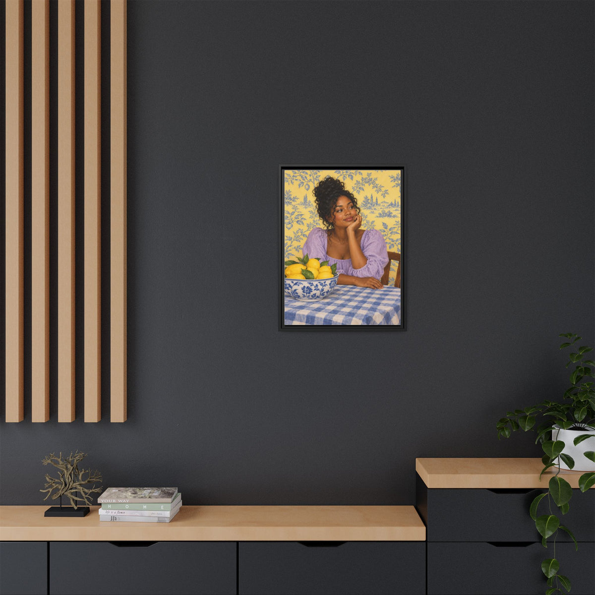 Lemons on the Table framed canvas styled interior