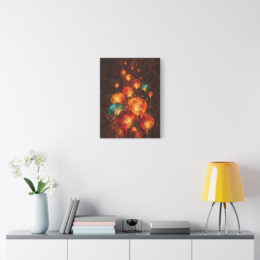 Lanternes du Soir frameless canvas in a room