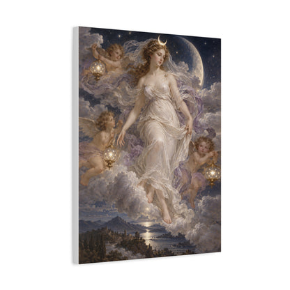 The Descent of Selene frameless canvas side view
