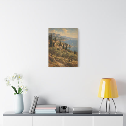 Riviera Afternoon frameless canvas in a room