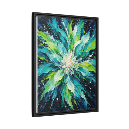 Lagoon Bloom framed canvas side view