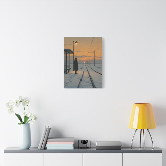 The Last Tram frameless canvas in a room