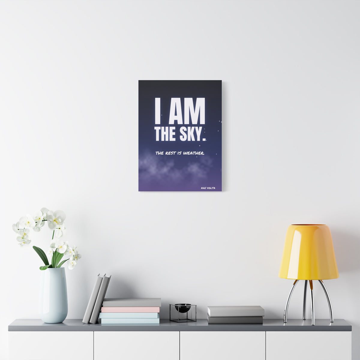 I Am the Sky frameless canvas in a room