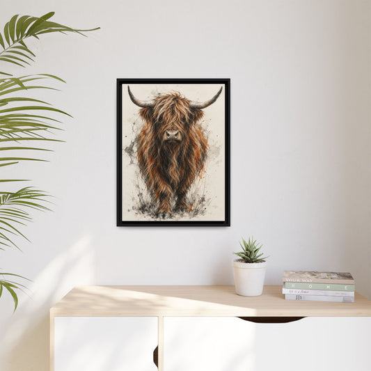 Sienna Caledonia framed canvas in a room