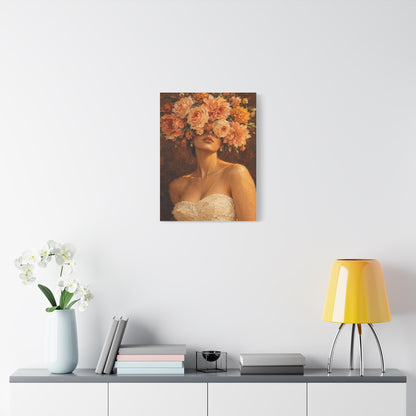 Golden Hour Bloom frameless canvas in a room