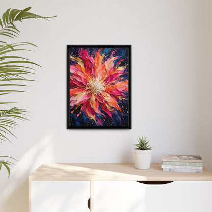 Supernova Bloom framed canvas in a room