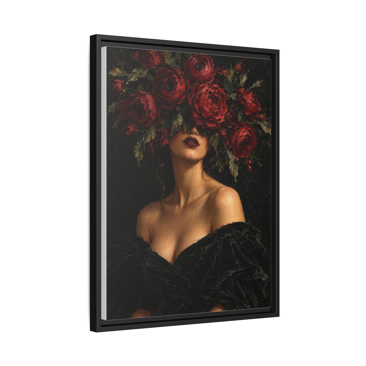 Crimson Reverie framed canvas side view