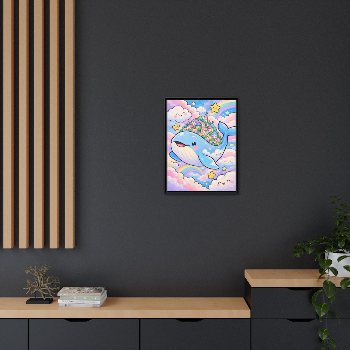 Sweet Dreams Whale framed canvas styled interior