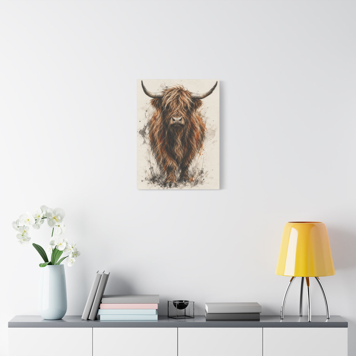 Sienna Caledonia frameless canvas in a room