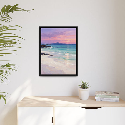 Hebridean Calm framed canvas in a room