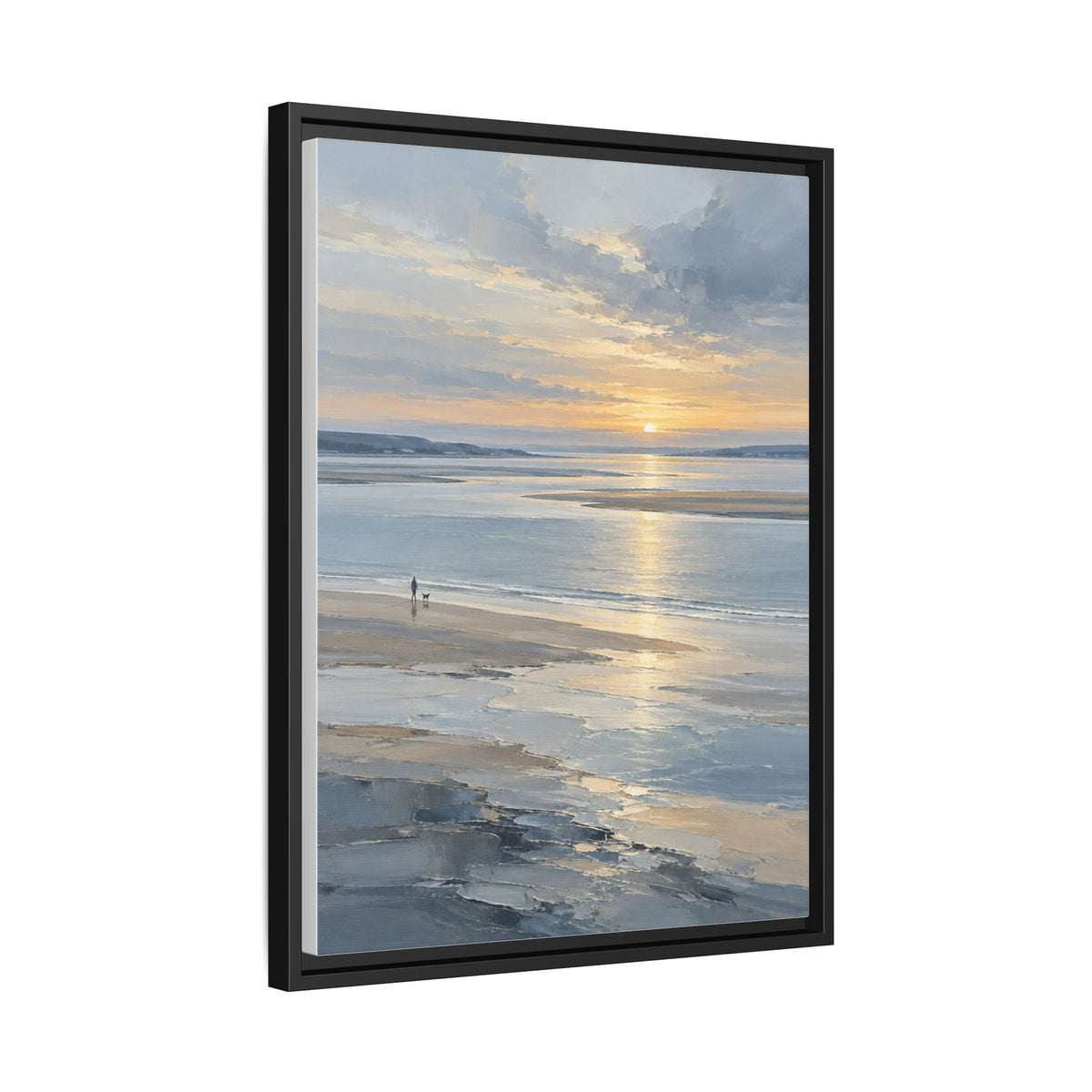 Silver Estuary framed canvas side view