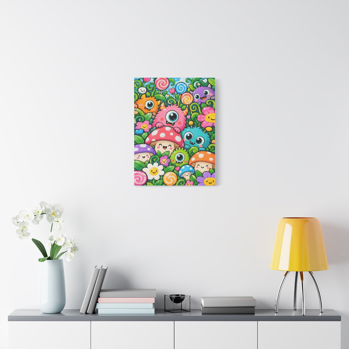 Monster Garden frameless canvas in a room