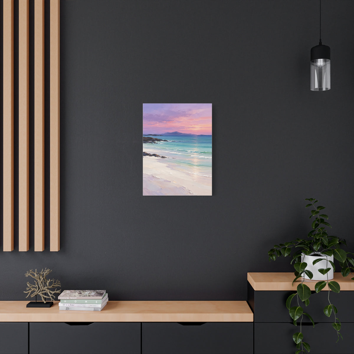 Hebridean Calm frameless canvas styled interior