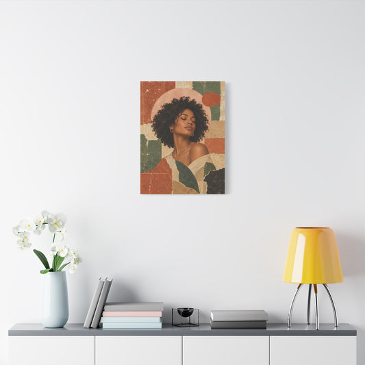 Terracotta Calm frameless canvas in a room