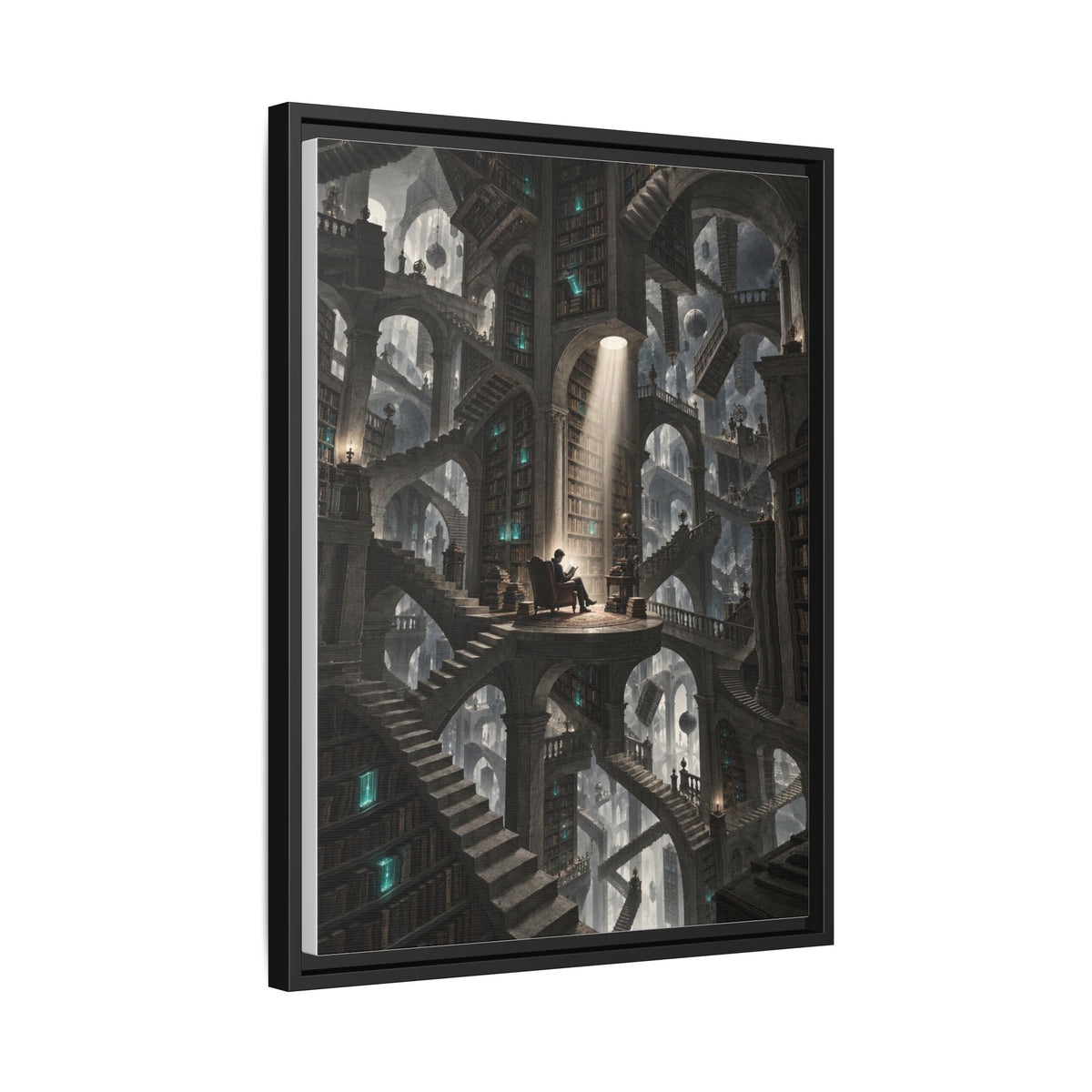 Bibliotheca Infinita framed canvas side view
