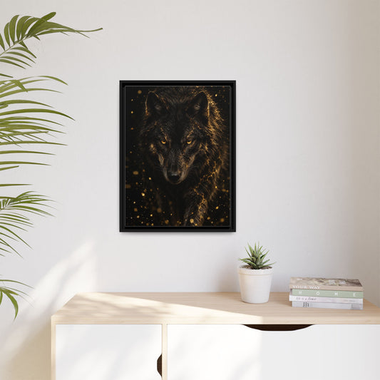 Lupus Aureus framed canvas in a room