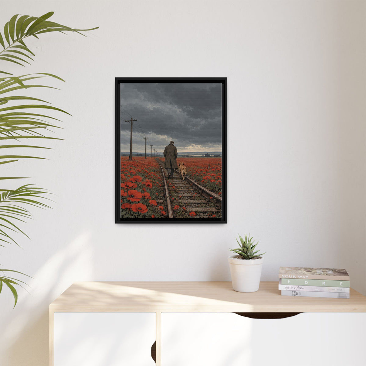 Northbound framed canvas in a room