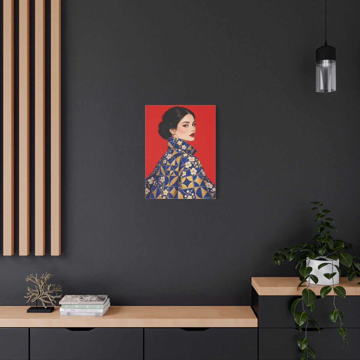 Vermilion Sunday frameless canvas styled interior