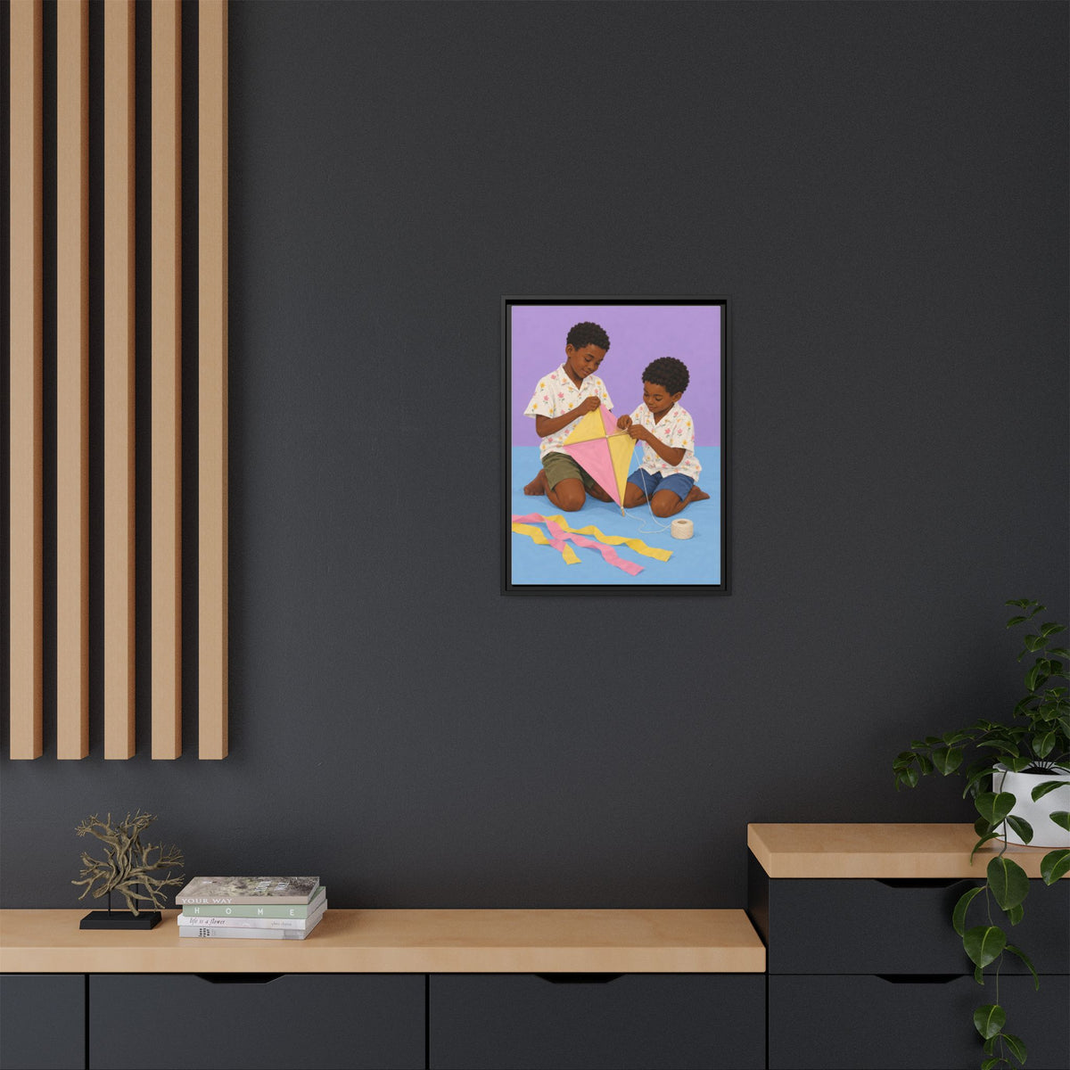 The Kite Makers framed canvas styled interior