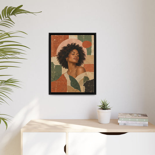 Terracotta Calm framed canvas in a room
