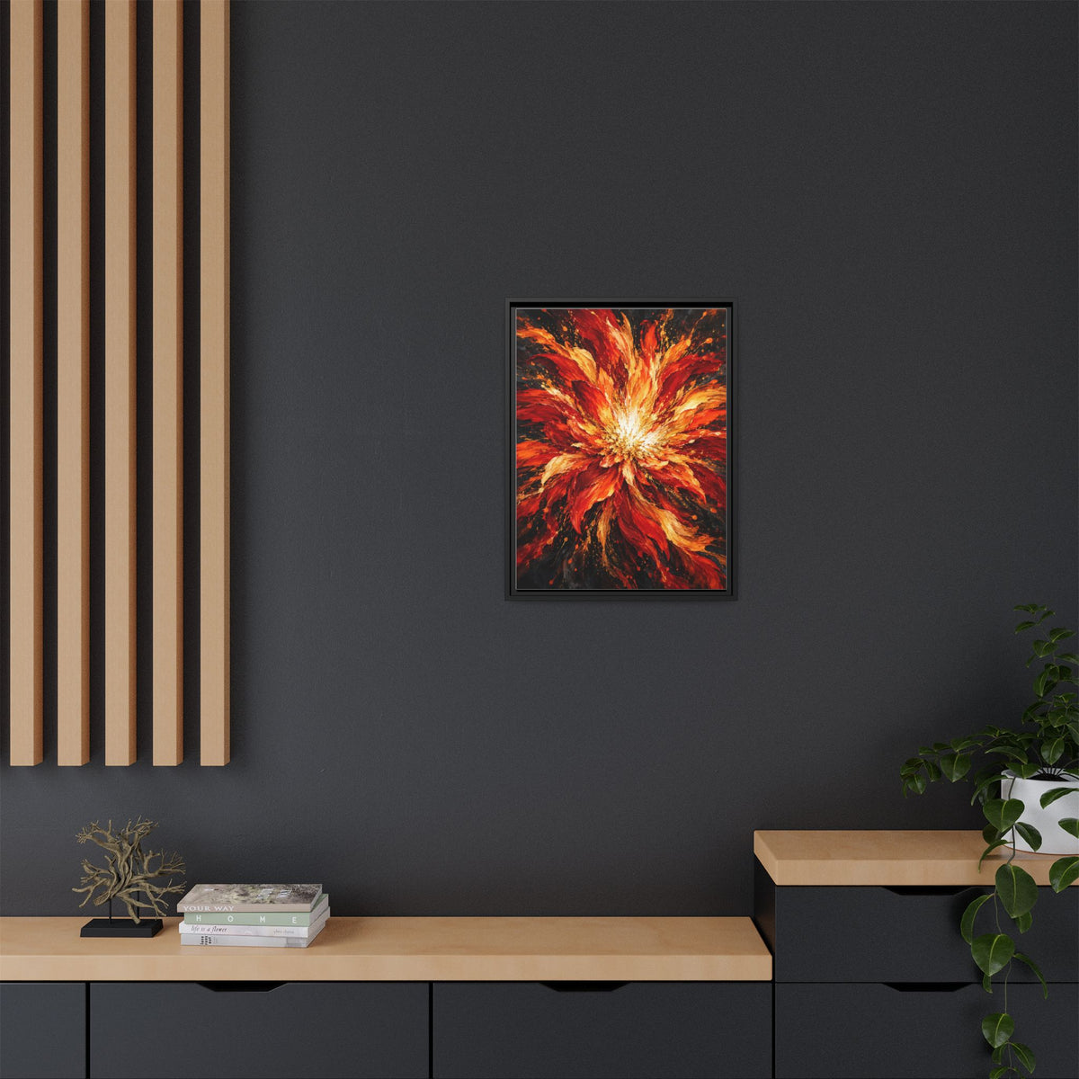 Phoenix Bloom framed canvas styled interior