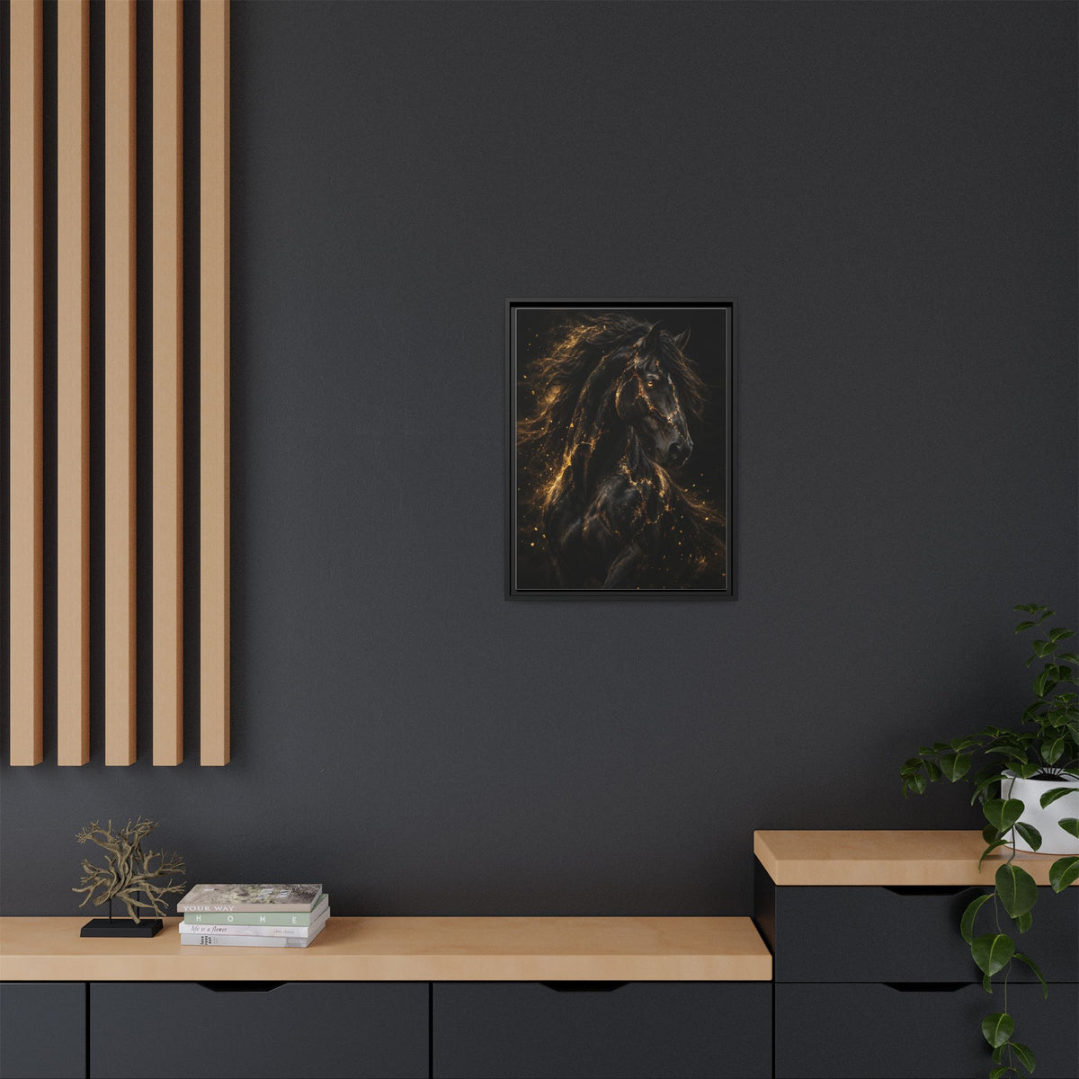 Equus Noctis framed canvas styled interior