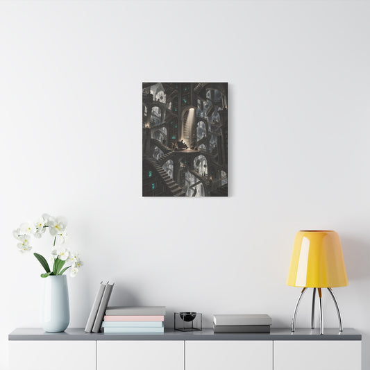 Bibliotheca Infinita frameless canvas in a room