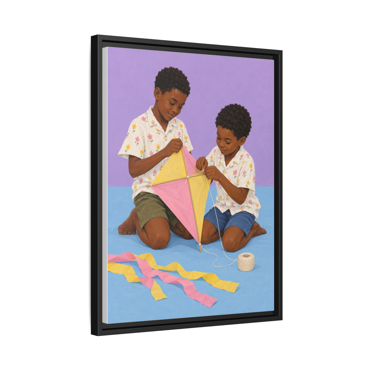The Kite Makers framed canvas side view