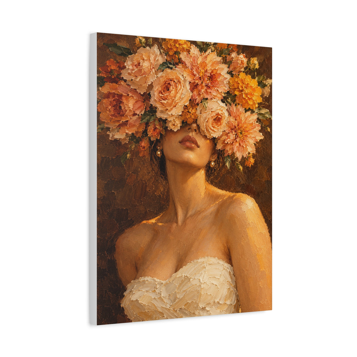 Golden Hour Bloom frameless canvas side view