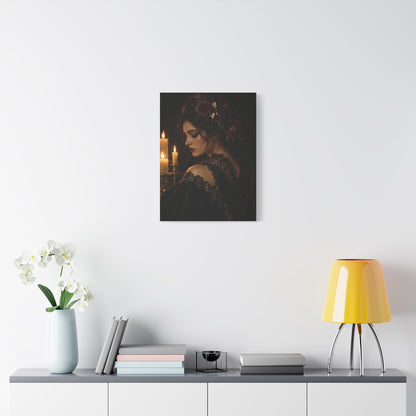 Rosa Notturna frameless canvas in a room