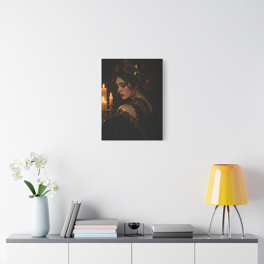 Rosa Notturna frameless canvas in a room