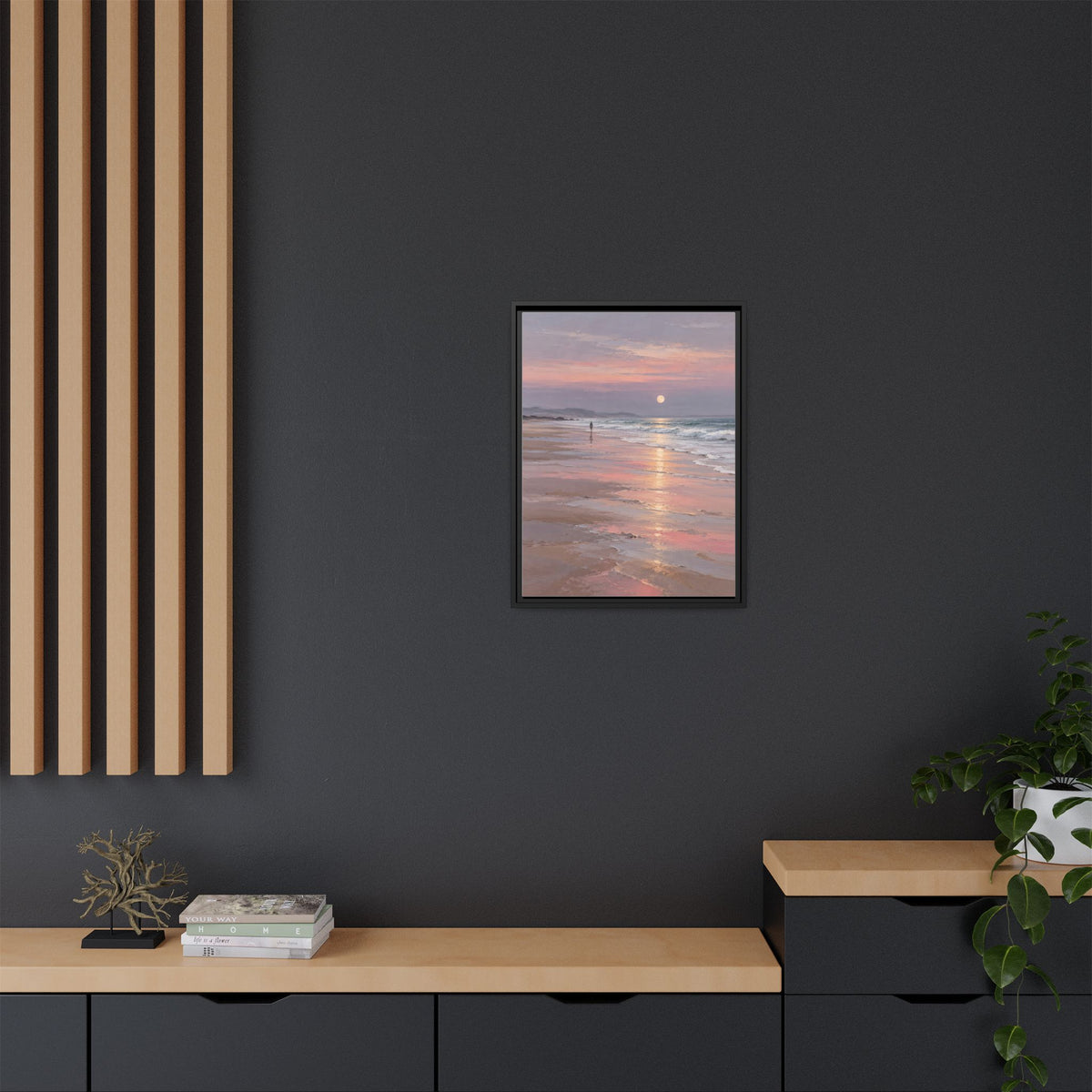 Silver Moon Tide framed canvas styled interior