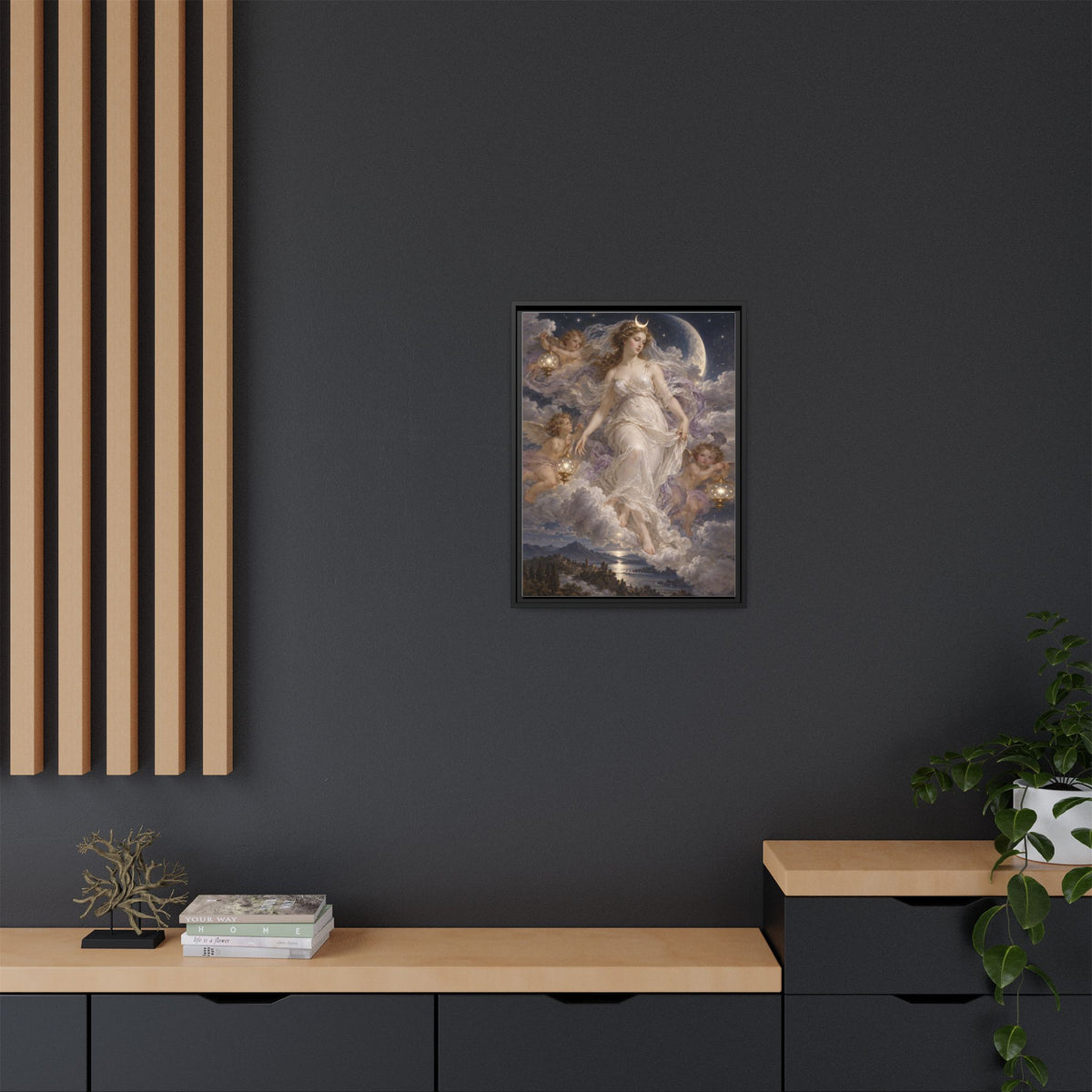 The Descent of Selene framed canvas styled interior