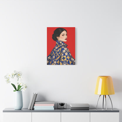 Vermilion Sunday frameless canvas in a room