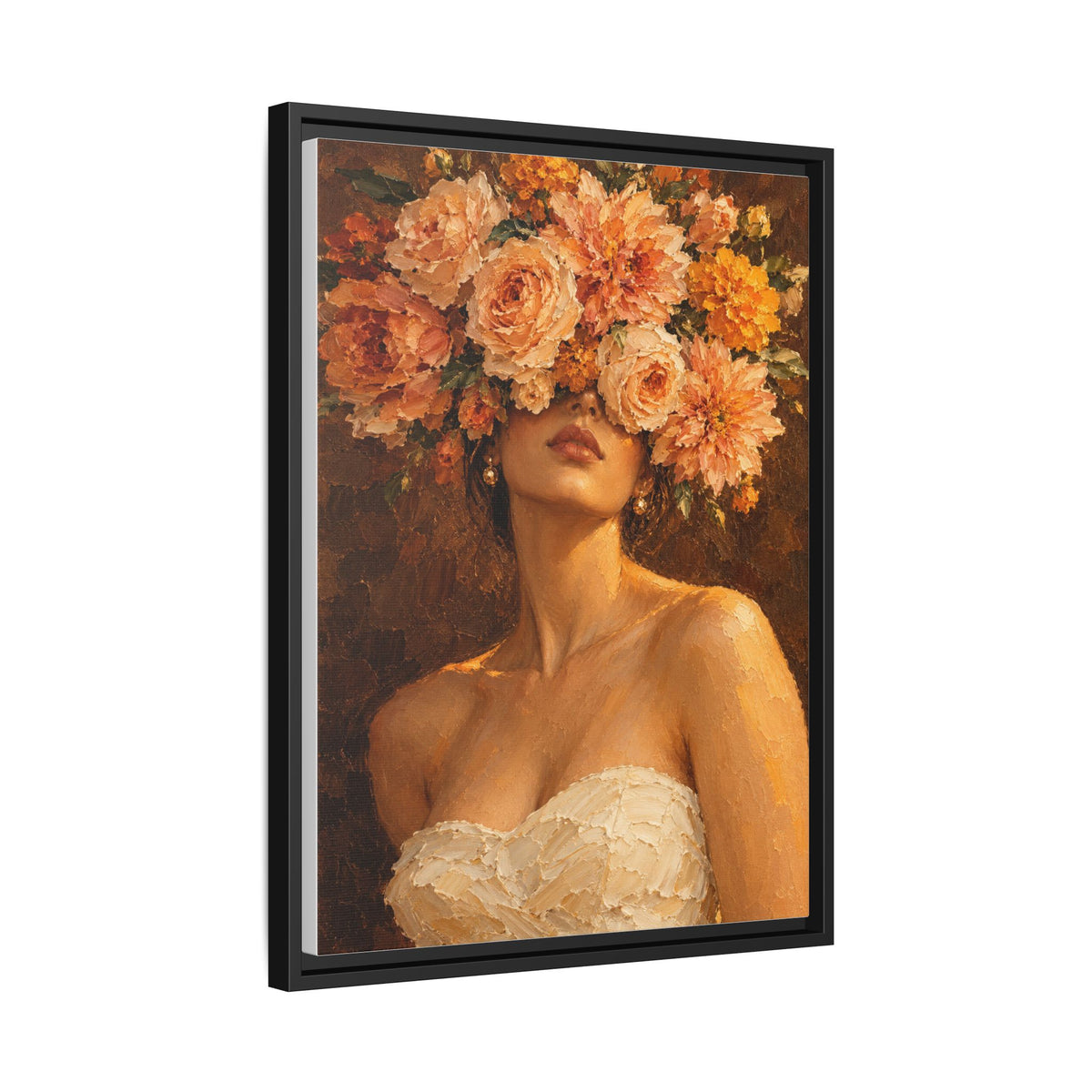Golden Hour Bloom framed canvas side view