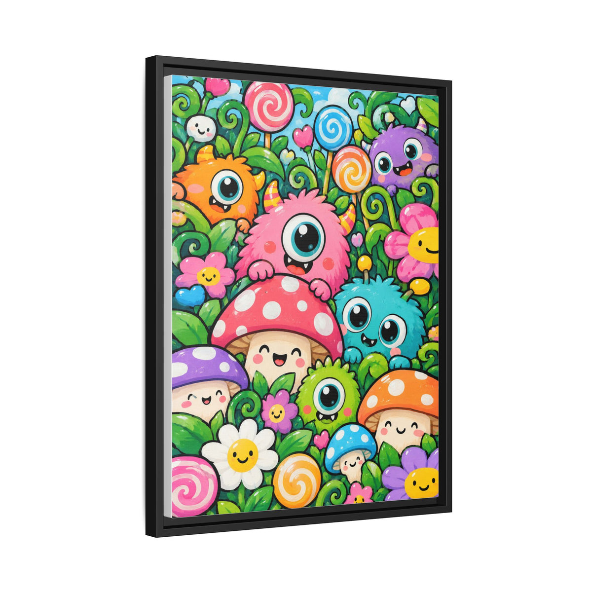 Monster Garden framed canvas side view