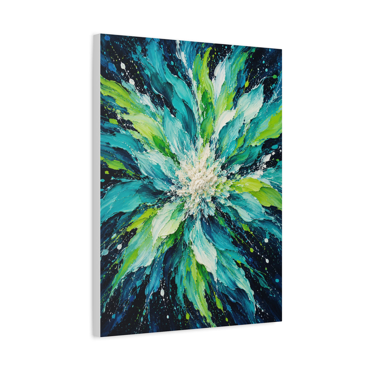 Lagoon Bloom frameless canvas side view