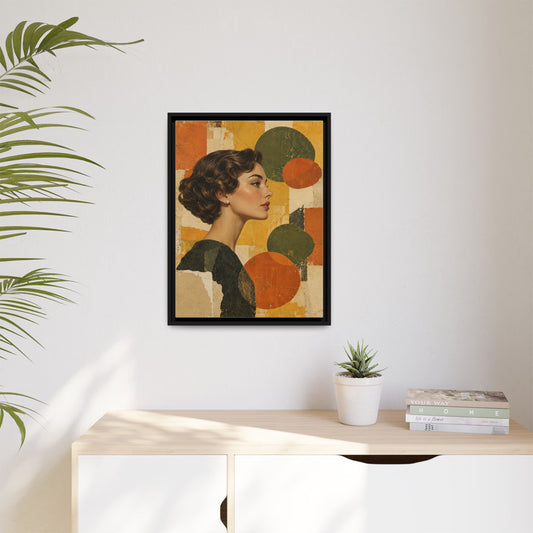 Saffron Thought framed canvas in a room