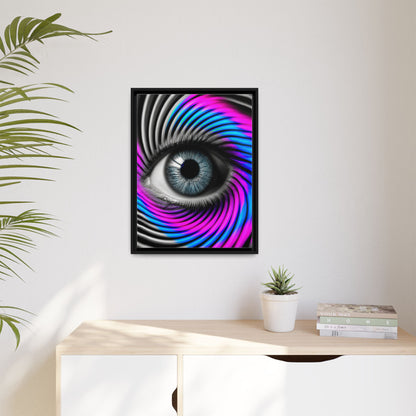 The Perception Vortex framed canvas in a room